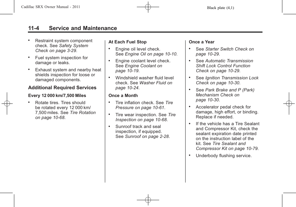 4 service and maintenance | Cadillac 2011 SRX User Manual | Page 452 / 498