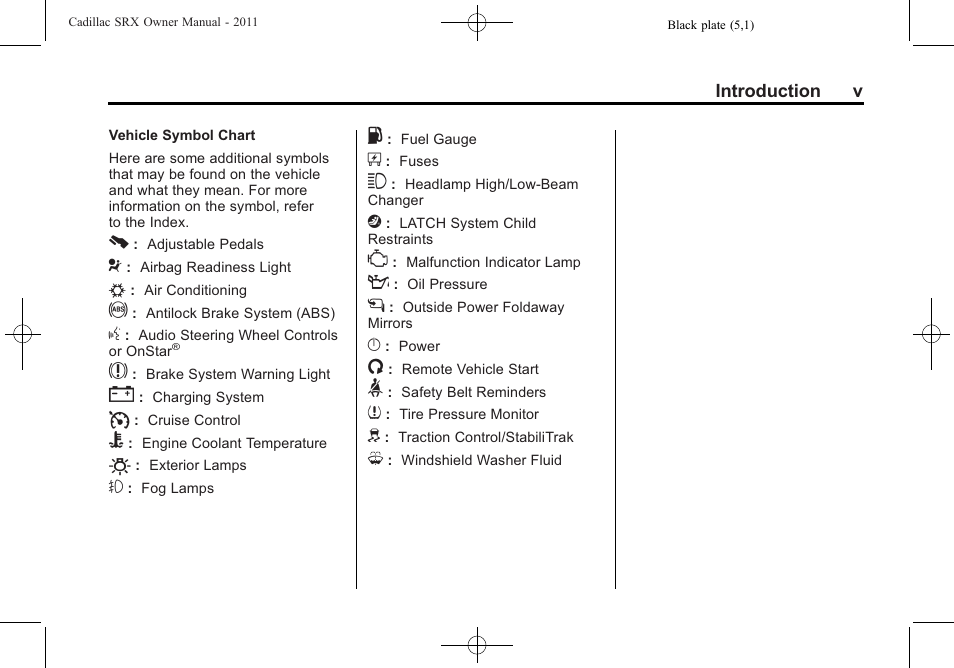 Cadillac 2011 SRX User Manual | Page 5 / 498