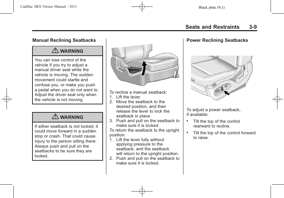 Cadillac 2011 SRX User Manual | Page 73 / 498