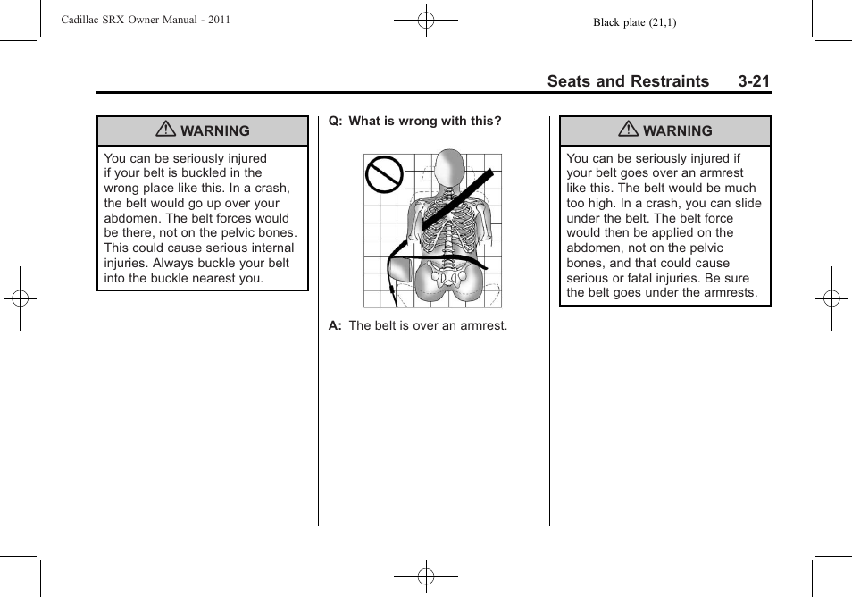 Cadillac 2011 SRX User Manual | Page 85 / 498