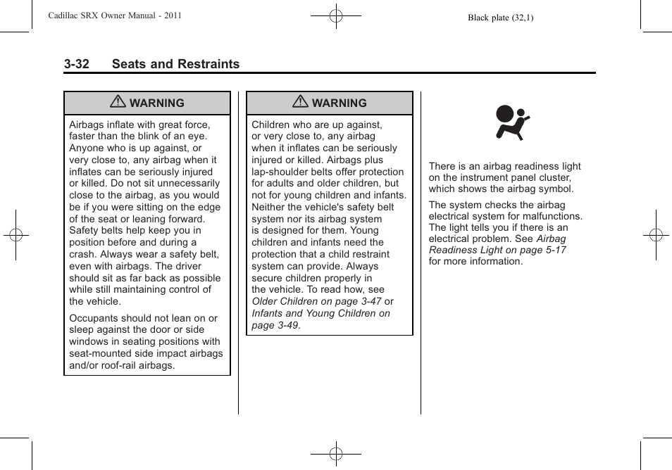 Cadillac 2011 SRX User Manual | Page 96 / 498