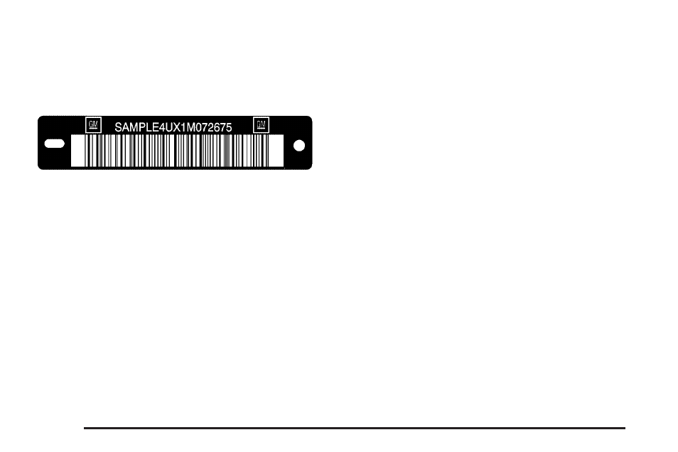 Vehicle identification, Vehicle identification number (vin), Service parts identification label | Vehicle identification -108 | Cadillac 2006 Escalade EXT User Manual | Page 424 / 484