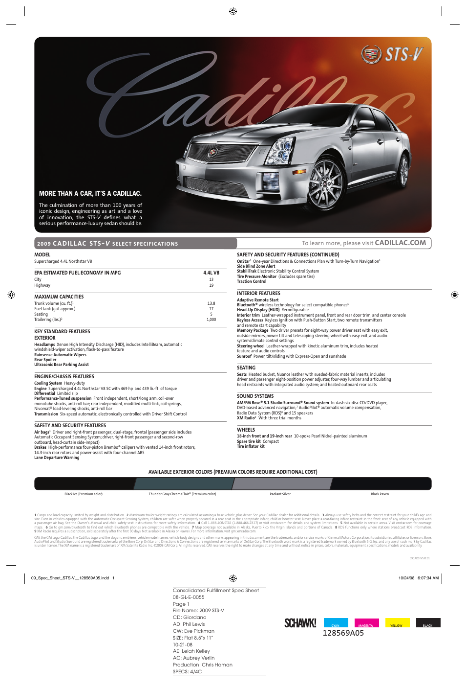 Cadillac CAR SUPERCHARGED 4.4L NORTHSTAR V8 User Manual | 1 page