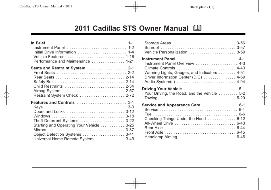 Cadillac 2011 STS User Manual | 528 pages