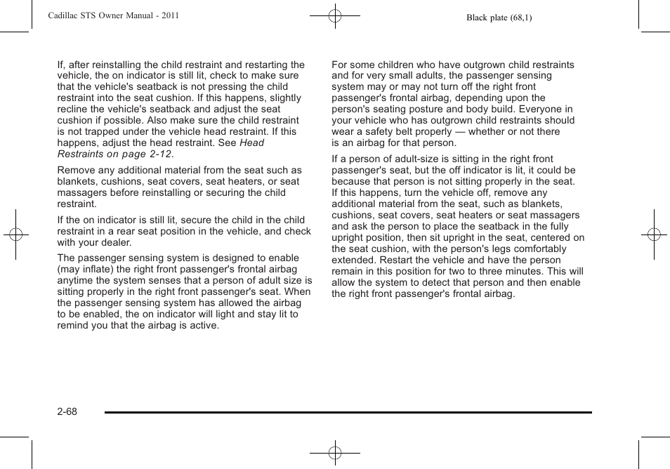 Cadillac 2011 STS User Manual | Page 100 / 528