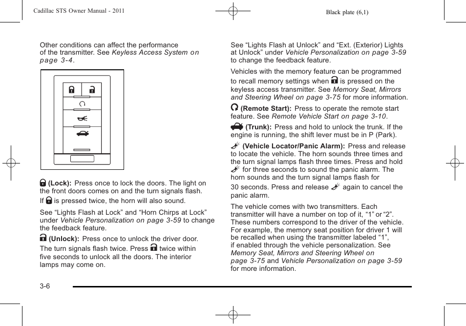 Cadillac 2011 STS User Manual | Page 112 / 528