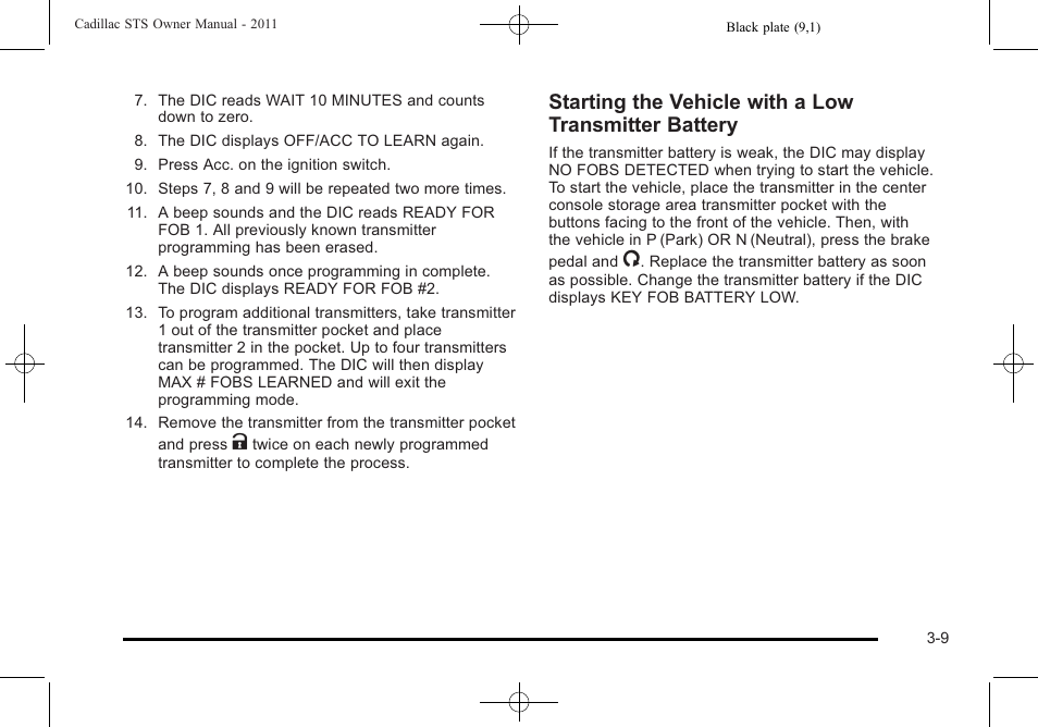 Cadillac 2011 STS User Manual | Page 115 / 528