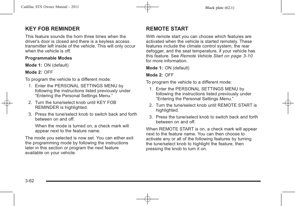 Cadillac 2011 STS User Manual | Page 168 / 528