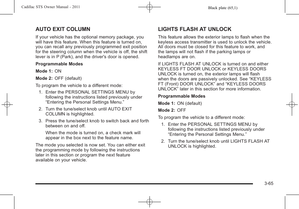 Cadillac 2011 STS User Manual | Page 171 / 528