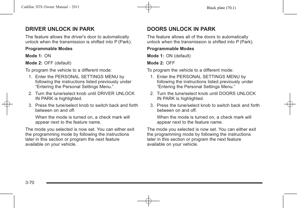 Cadillac 2011 STS User Manual | Page 176 / 528