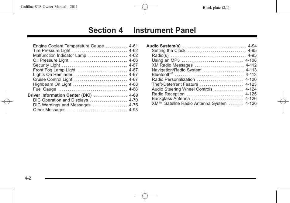 Cadillac 2011 STS User Manual | Page 188 / 528