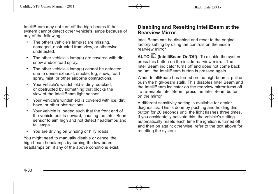 Cadillac 2011 STS User Manual | Page 216 / 528