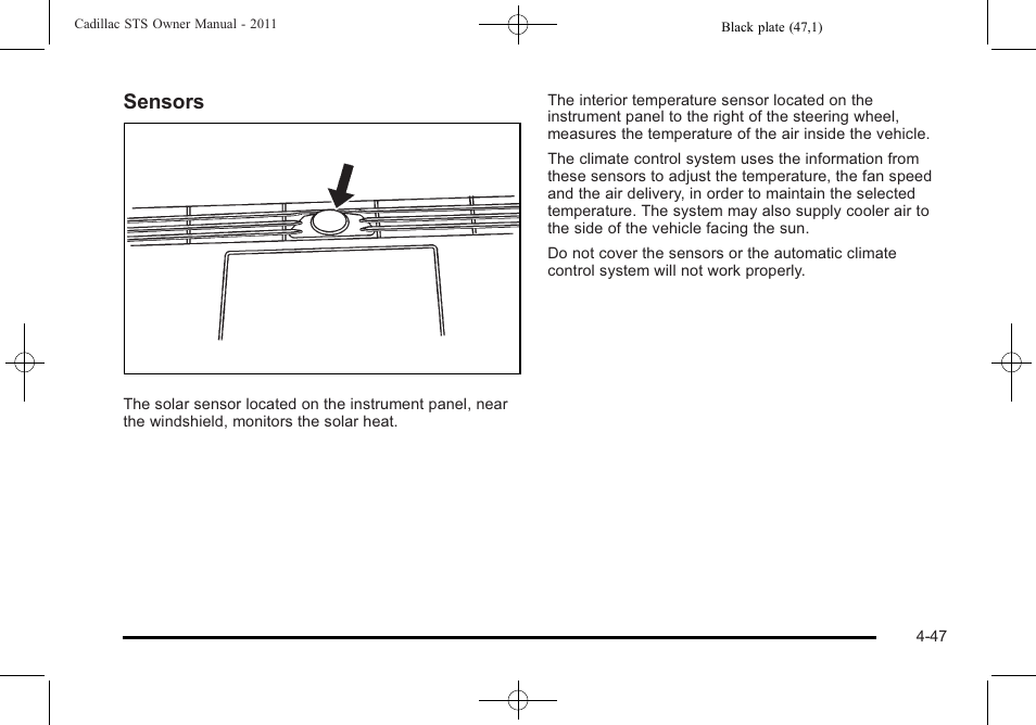 Sensors | Cadillac 2011 STS User Manual | Page 233 / 528