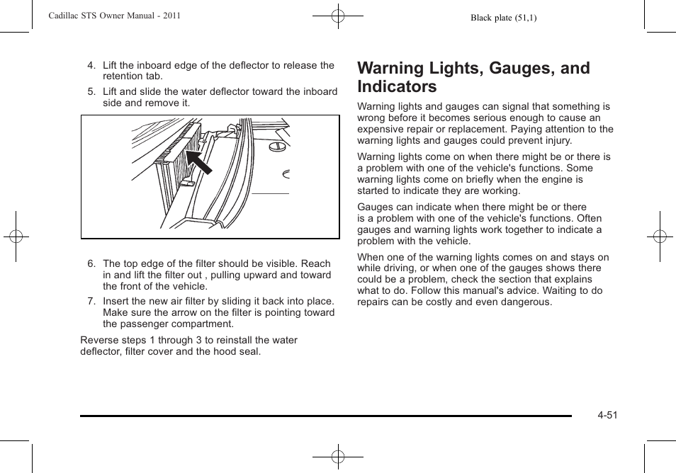 Warning lights, gauges, and indicators, And indicators -51, Warning lights, gauges, and indicators -51 | Cadillac 2011 STS User Manual | Page 237 / 528