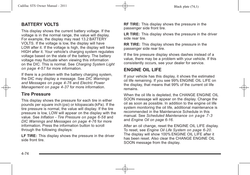 Cadillac 2011 STS User Manual | Page 260 / 528