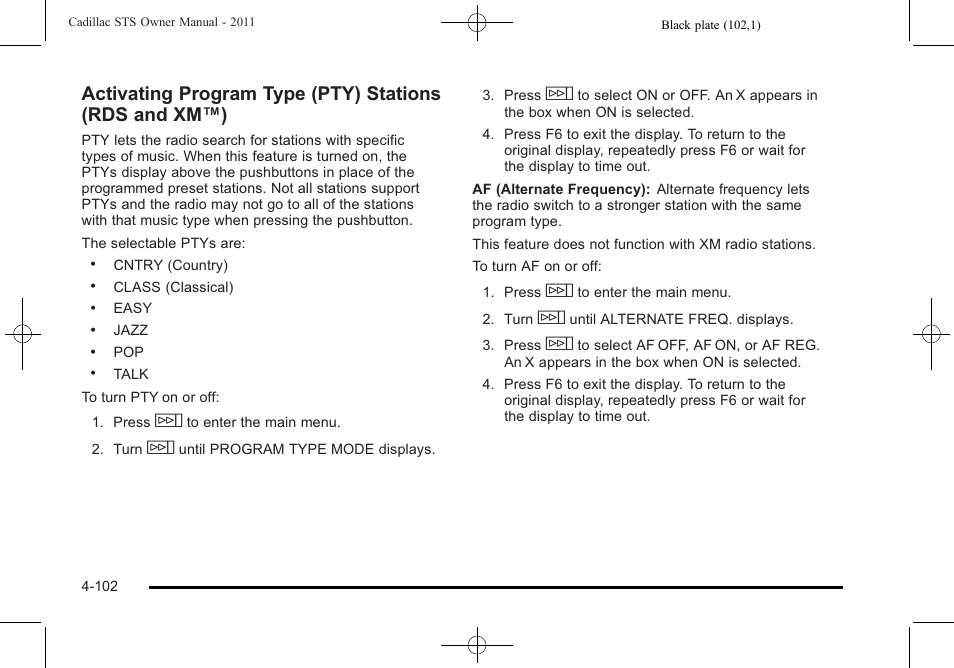 Cadillac 2011 STS User Manual | Page 288 / 528