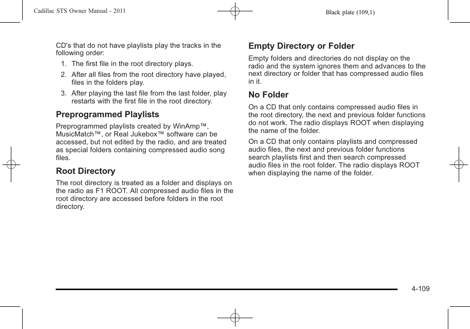 Cadillac 2011 STS User Manual | Page 295 / 528