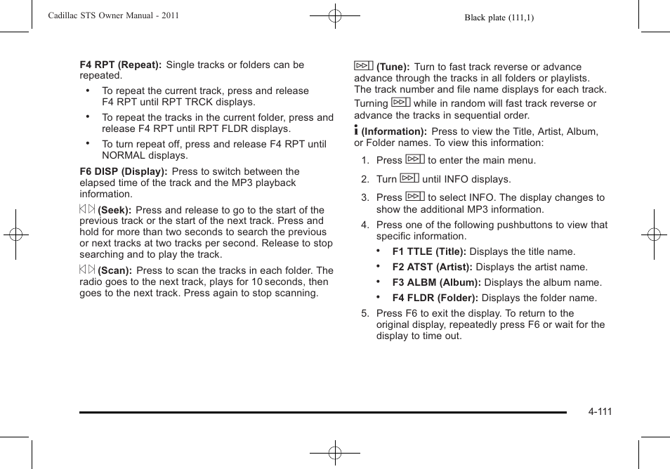 Cadillac 2011 STS User Manual | Page 297 / 528