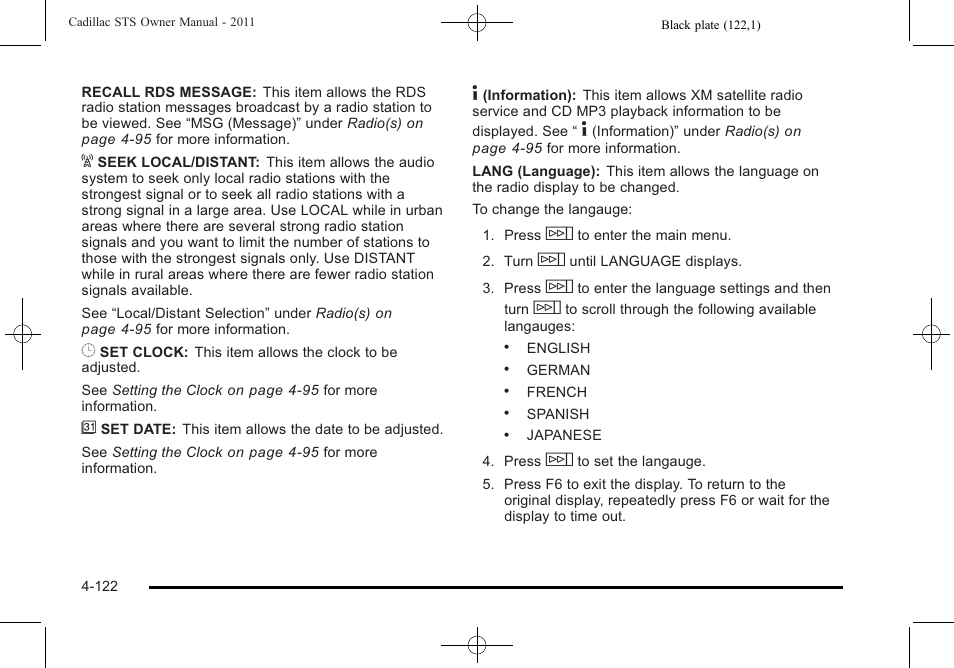 Cadillac 2011 STS User Manual | Page 308 / 528