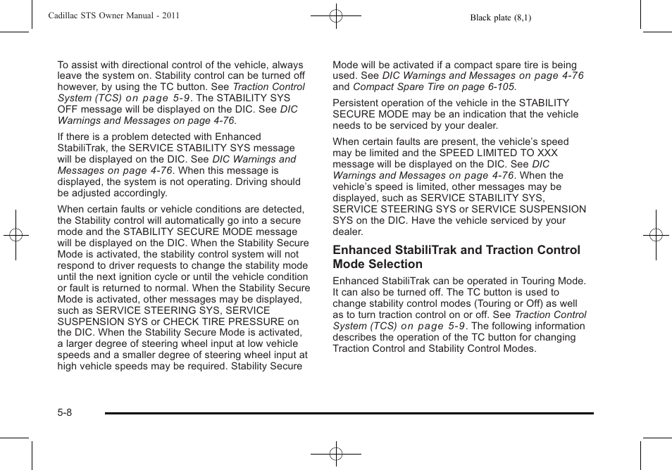 Cadillac 2011 STS User Manual | Page 320 / 528