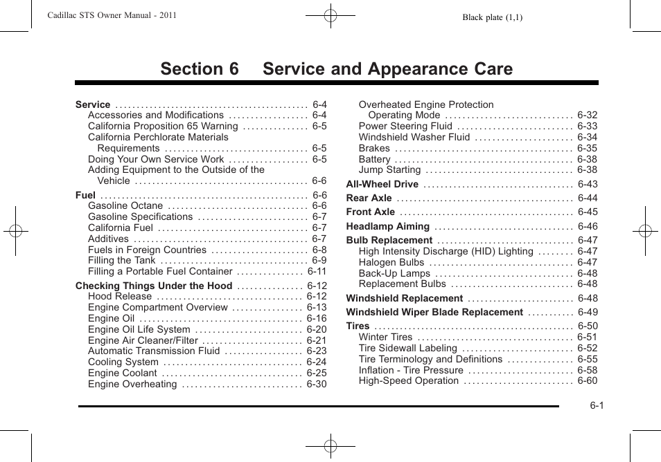 Service and appearance care, Appearance care -1 | Cadillac 2011 STS User Manual | Page 351 / 528