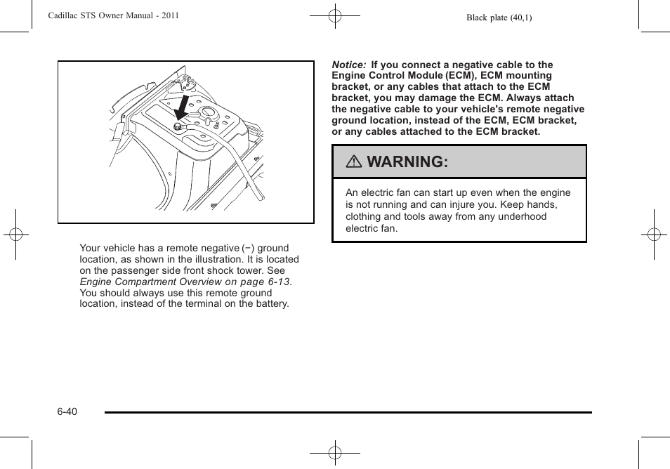 Warning | Cadillac 2011 STS User Manual | Page 390 / 528