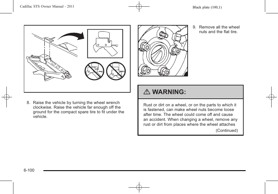 Warning | Cadillac 2011 STS User Manual | Page 450 / 528