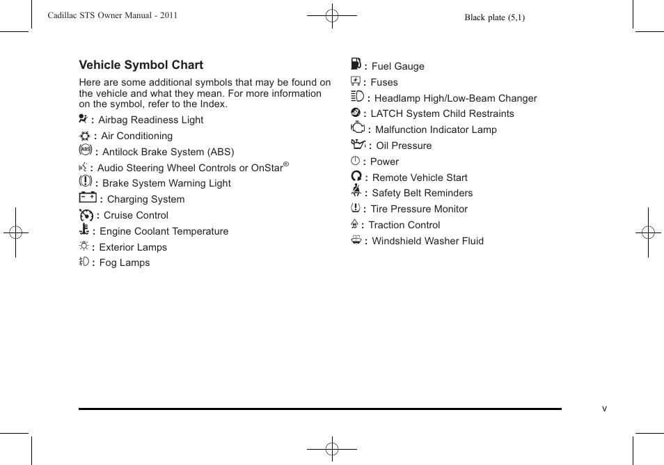 Cadillac 2011 STS User Manual | Page 5 / 528