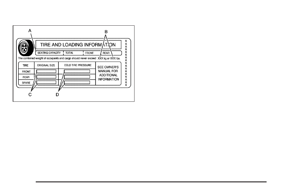 Tire and loading information label, Steps for determining correct load limit | Cadillac 2009 CTS User Manual | Page 292 / 494