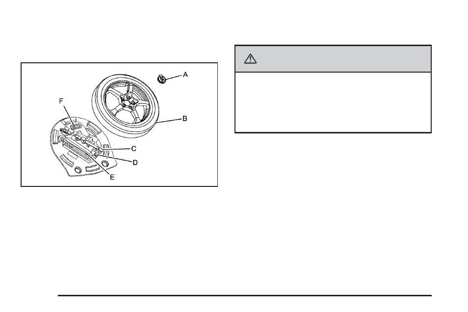 Compact spare tire, Compact spare tire -108, Caution | Cadillac 2009 CTS User Manual | Page 414 / 494