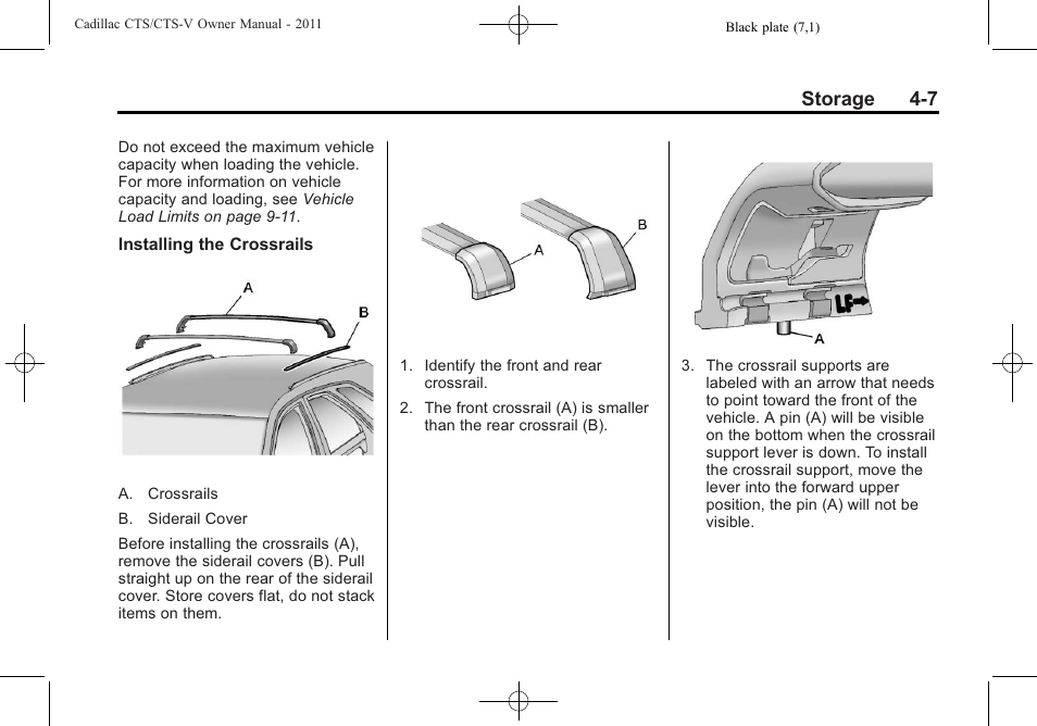 Storage 4-7 | Cadillac 2011 CTS-V Sports Sedan User Manual | Page 141 / 492