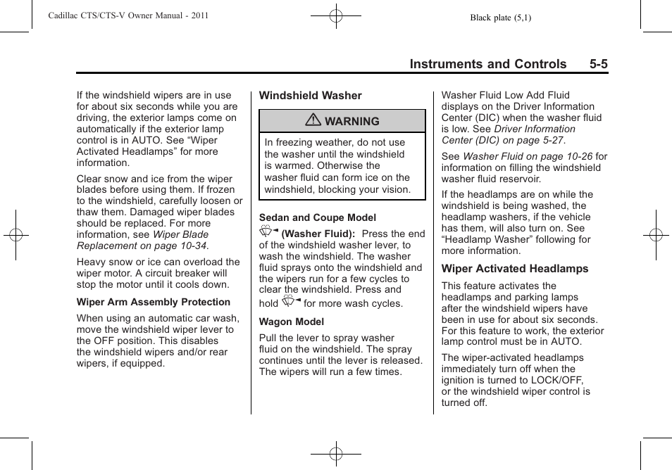 Cadillac 2011 CTS-V Sports Sedan User Manual | Page 147 / 492