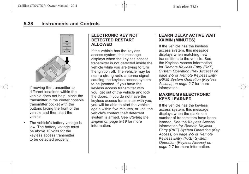 38 instruments and controls | Cadillac 2011 CTS-V Sports Sedan User Manual | Page 180 / 492