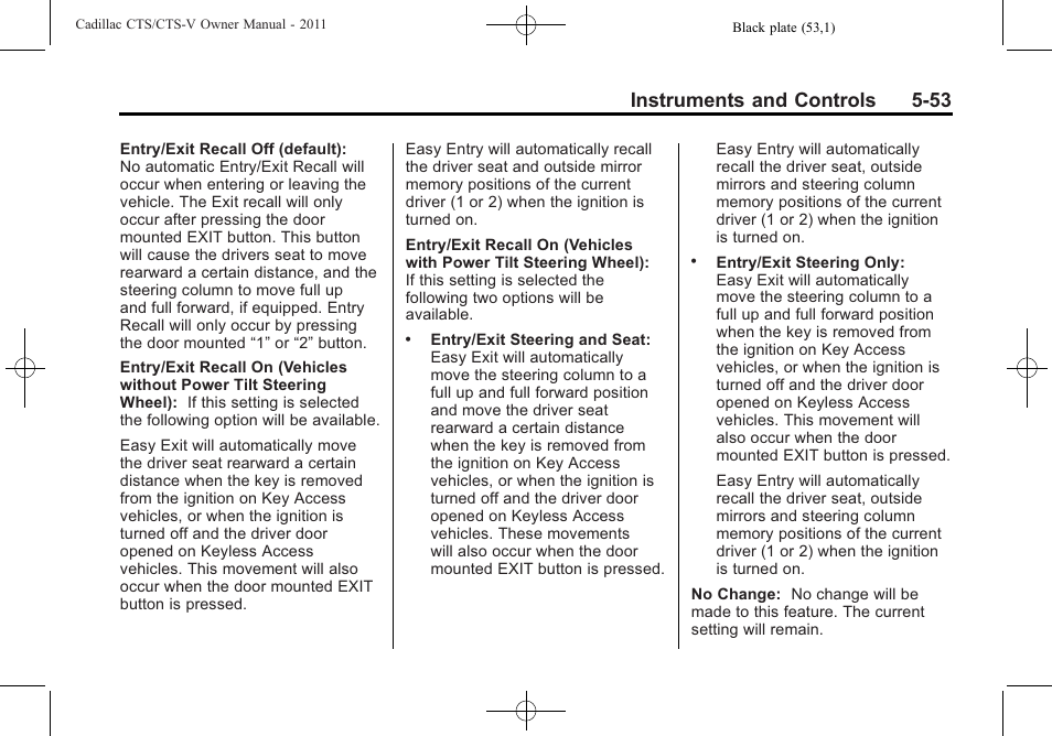 Instruments and controls 5-53 | Cadillac 2011 CTS-V Sports Sedan User Manual | Page 195 / 492