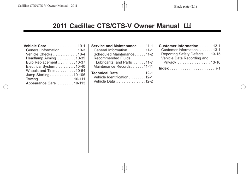 2011 cadillac cts/cts-v owner manual m | Cadillac 2011 CTS-V Sports Sedan User Manual | Page 2 / 492