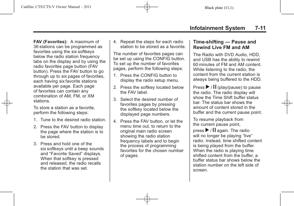 Cadillac 2011 CTS-V Sports Sedan User Manual | Page 219 / 492