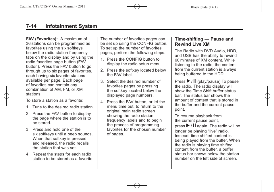 Cadillac 2011 CTS-V Sports Sedan User Manual | Page 222 / 492