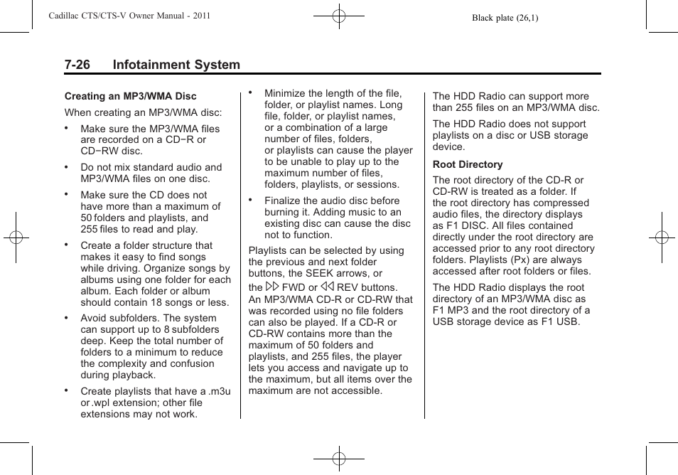 26 infotainment system | Cadillac 2011 CTS-V Sports Sedan User Manual | Page 234 / 492