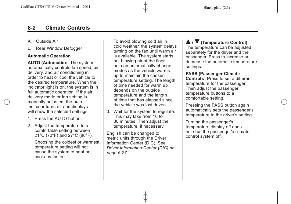 Cadillac 2011 CTS-V Sports Sedan User Manual | Page 256 / 492