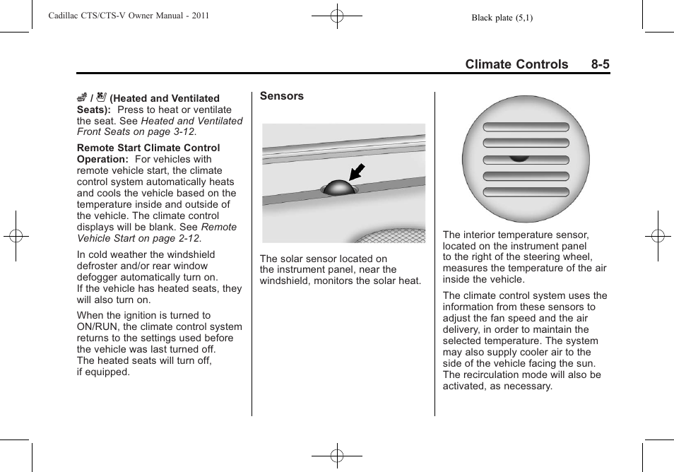 Cadillac 2011 CTS-V Sports Sedan User Manual | Page 259 / 492