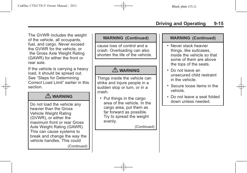 Cadillac 2011 CTS-V Sports Sedan User Manual | Page 277 / 492