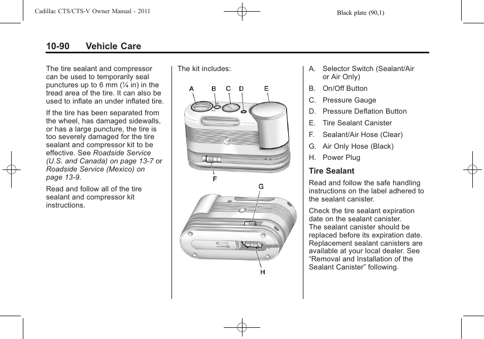 90 vehicle care | Cadillac 2011 CTS-V Sports Sedan User Manual | Page 412 / 492