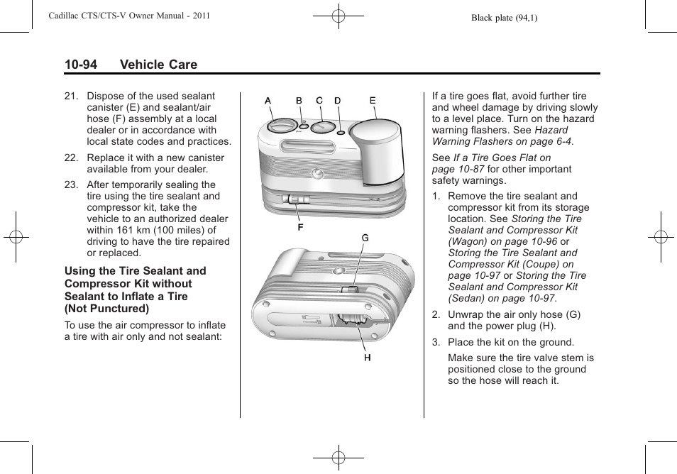 94 vehicle care | Cadillac 2011 CTS-V Sports Sedan User Manual | Page 416 / 492