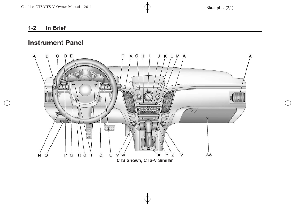 Instrument panel, Instrument panel -2 | Cadillac 2011 CTS-V Sports Sedan User Manual | Page 8 / 492