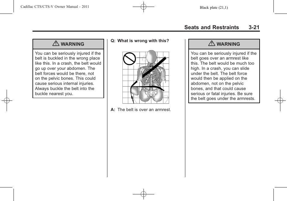 Cadillac 2011 CTS-V Sports Sedan User Manual | Page 91 / 492