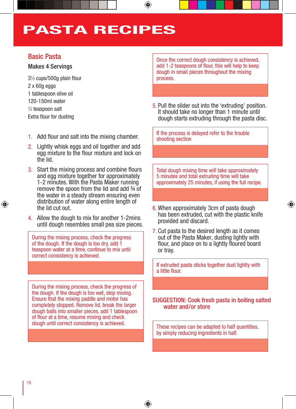 Pasta recipes, Basic pasta | Viante CUC-25PM Pasta Maker Instruction Manual User Manual | Page 16 / 22