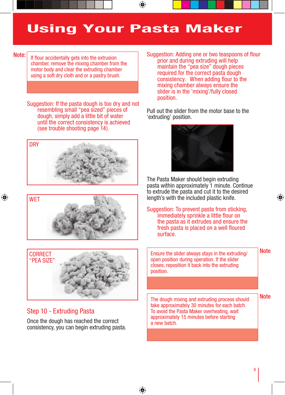 Using your pasta maker | Viante CUC-25PM Pasta Maker Instruction Manual User Manual | Page 9 / 22