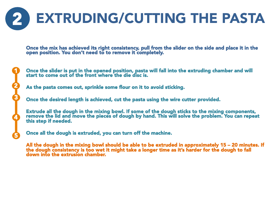Extruding/cutting the pasta | Viante CUC-25PM Pasta Maker Quick Guide User Manual | Page 10 / 11