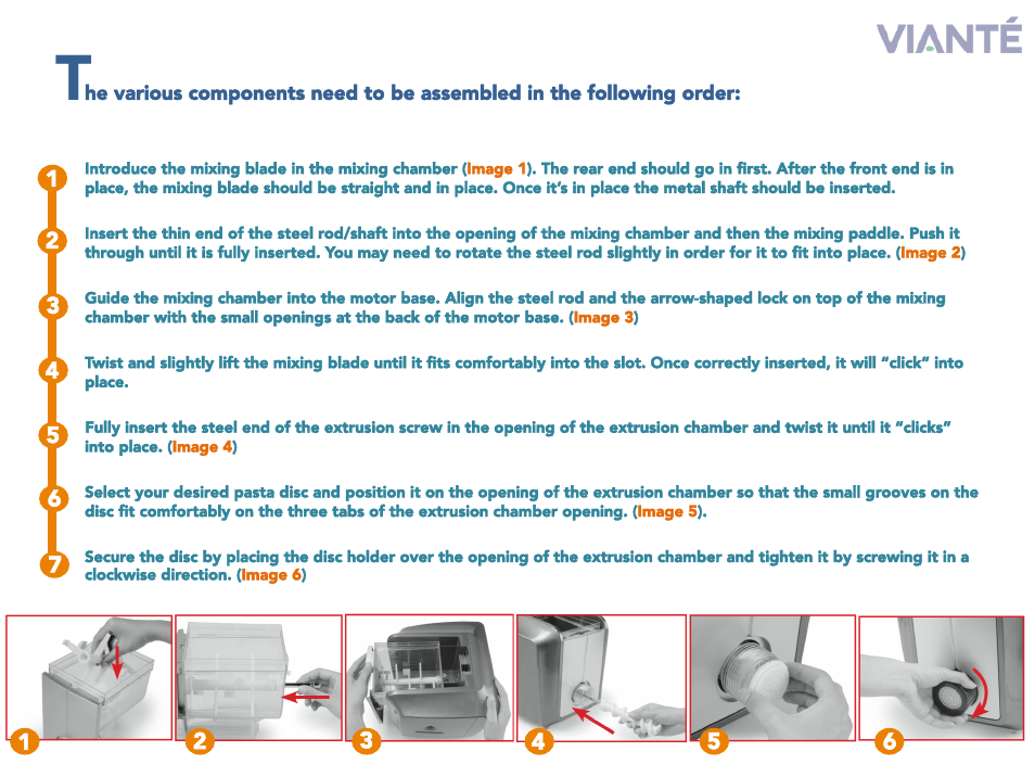 Viante CUC-25PM Pasta Maker Quick Guide User Manual | Page 5 / 11