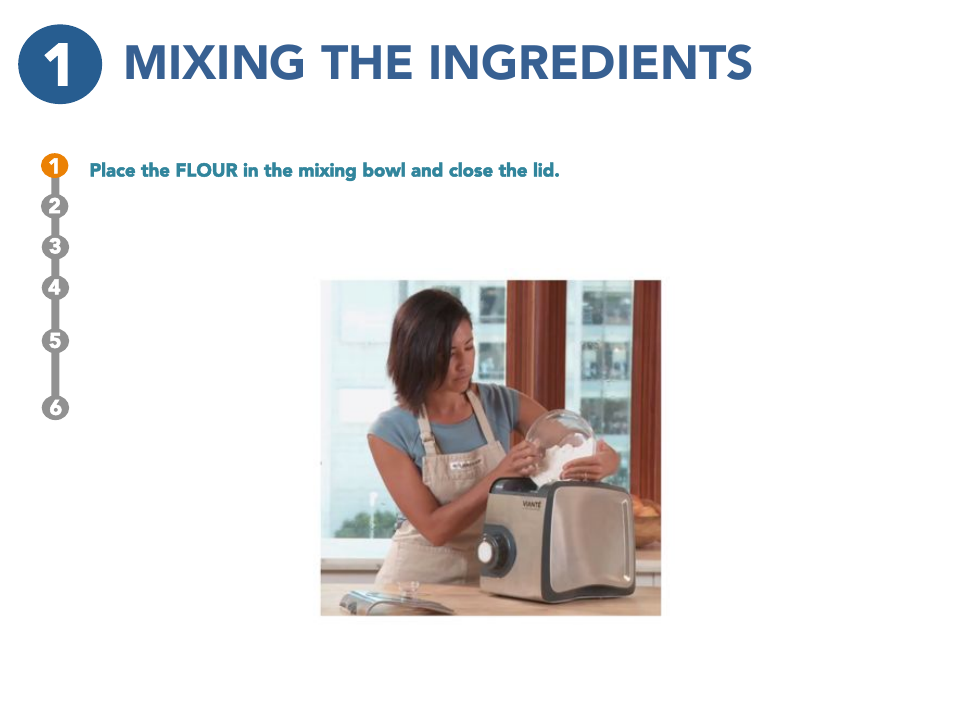 Mixing the ingredients | Viante CUC-26PM Pasta Perfetto Quick Guide User Manual | Page 11 / 15